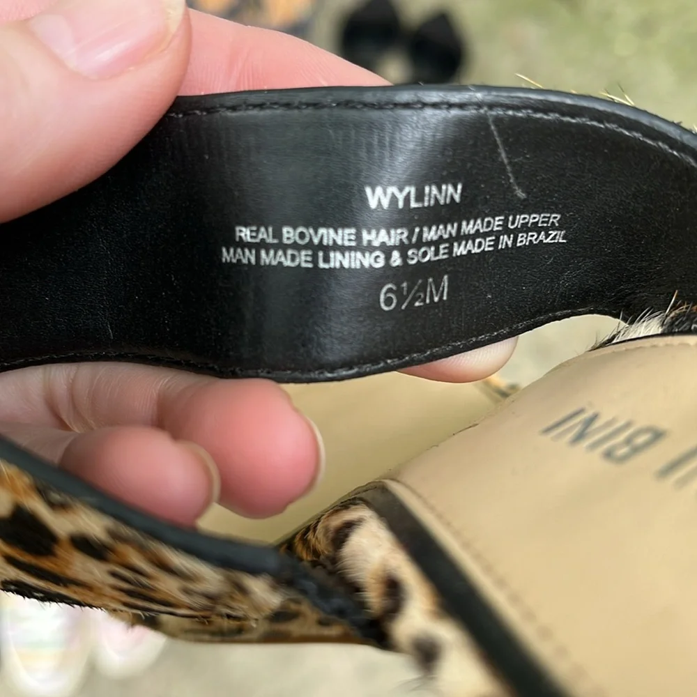 Gianni Bini Wylinn Wedge Sandal in Cheetah Print Fur Women’s Size 6 1/2